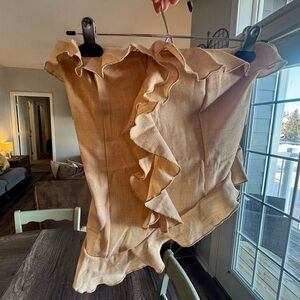 Cute Tan  Ruffled Halter Top Size Med NWOT